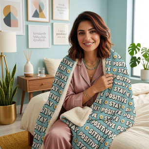 Stay Positive Sherpa Blanket