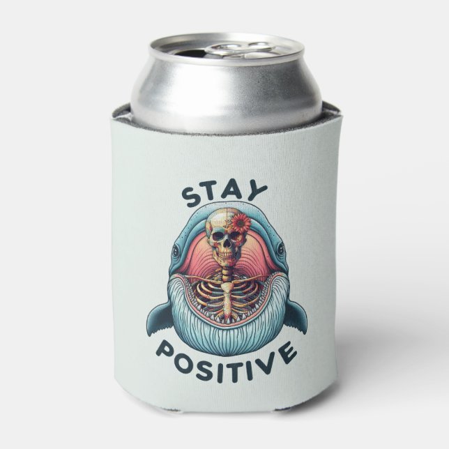 Stay Positive - Skeleton and Whale Can Cooler (Can Front)
