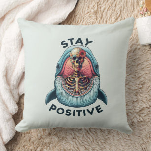 Stay Positive - Skeleton and Whale Cushion