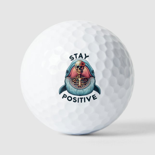 Stay Positive - Skeleton and Whale Golf Balls (Front)