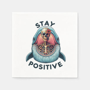 Stay Positive - Skeleton and Whale Napkin