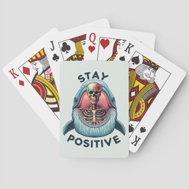 Stay Positive - Skeleton and Whale Playing Cards (Back)