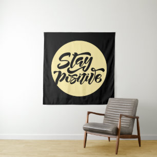 Stay Positive Yellow Tapestry