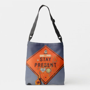 Stay Present, Orange Road Sign Graffiti Crossbody Bag