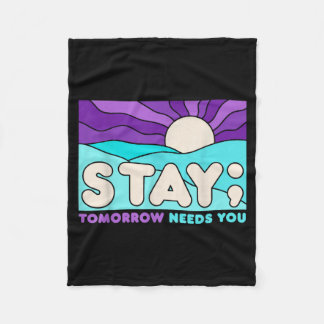 Stay Prevention Awareness Mental Health Support Fleece Blanket