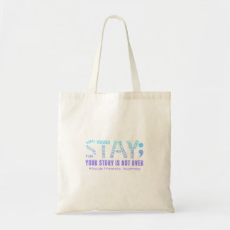 Stay Prevention Awareness Month Teal Purple Ribbon Tote Bag