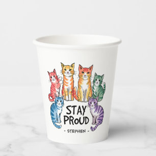 Stay Proud – Rainbow Cat LGBTQ Pride Paper Cups