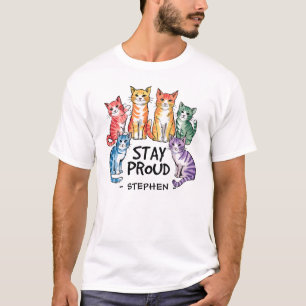 Stay Proud – Rainbow Cat LGBTQ Pride T-Shirt