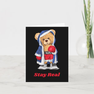 Stay Real Cool Boxing Bear Illustration Graphic De Card
