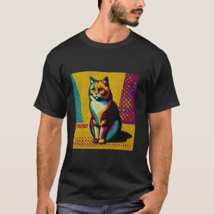 Stay Retro Distressed Pop Cat Art 80s Vintage T-Shirt