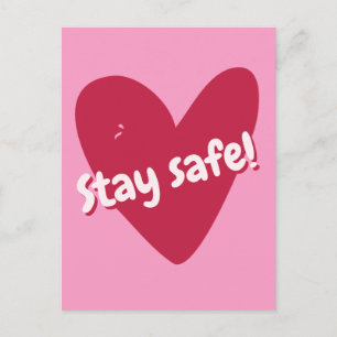 Stay safe! Big Pink Heart - Corona Encouragement Postcard