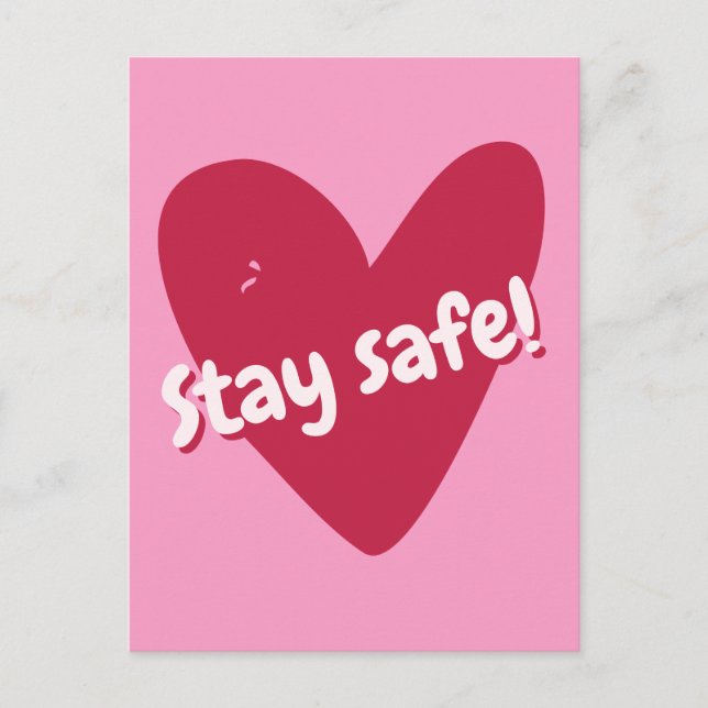 Stay safe! Big Pink Heart - Corona Encouragement Postcard (Front)