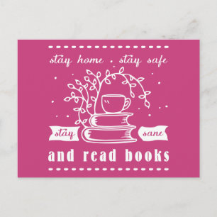 Stay Safe Home and Read Books Postcard