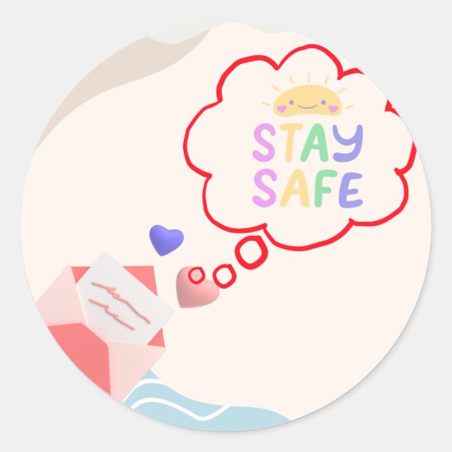Stay Safe Personalised Classic Round Sticker (Front)
