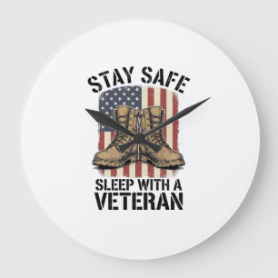 Stay Safe Sleep With A Veteran Vintage Boots Shirt Large Clock