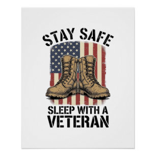 Stay Safe Sleep With A Veteran Vintage Boots Shirt Poster