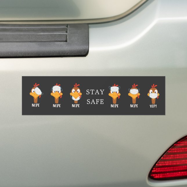stay safe turkey face mask pandemic bumper sticker (On Car)