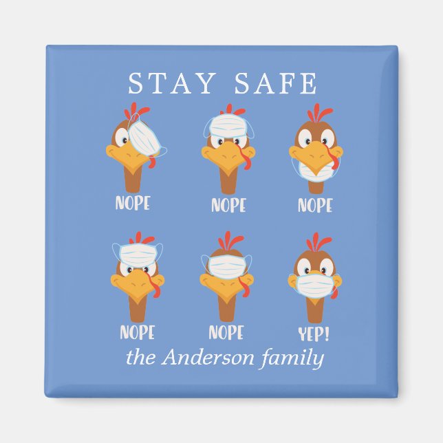 stay safe turkey face mask pandemic monogram magnet (Front)