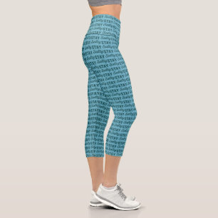 Stay Salty Beach Graphic Coastal Teal Surf Life Capri Leggings