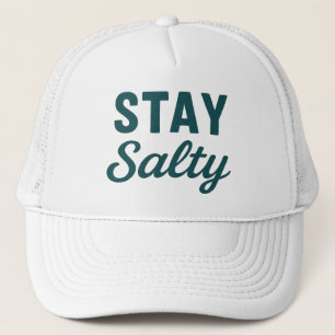 Stay Salty - Coastal Teal Beach Bum Graphic Print Trucker Hat