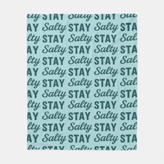 Stay Salty - Coastal Teal Sea Glass Blue Graphic Fleece Blanket (Front)