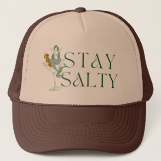Stay Salty Mermaid in a Martini Trucker hat