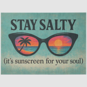 “Stay Salty” Retro Beach Sunset Decoupage Paper