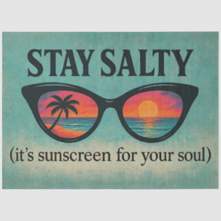 “Stay Salty” Retro Beach Sunset Decoupage Paper