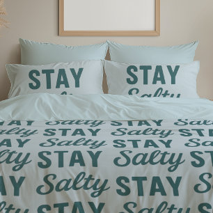 Stay Salty - Reversible Coastal Teal Ocean Print Pillowcase