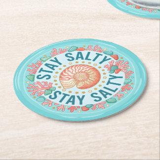 Stay Salty Round Paper Coaster