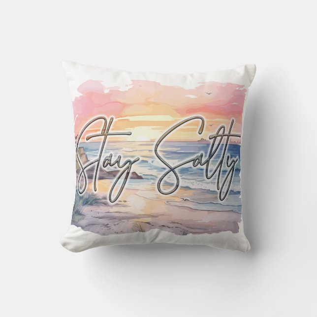 Stay Salty Sunset Beach  Cushion (Front)