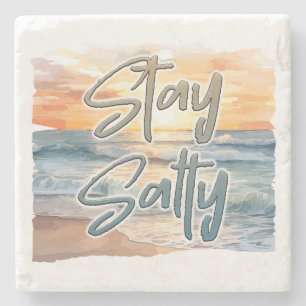 Stay Salty Sunset Beach  Stone Coaster