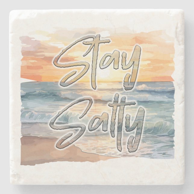 Stay Salty Sunset Beach  Stone Coaster (Front)