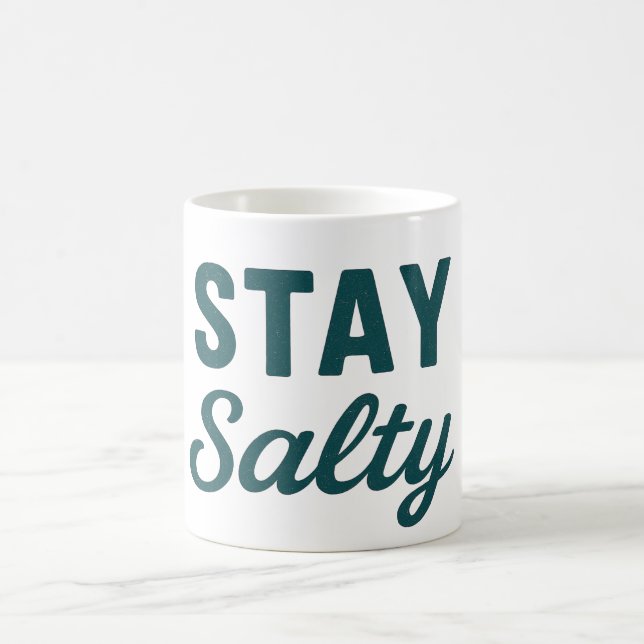 Stay Salty Teal Coastal Life Ocean Graphic Print Coffee Mug (Center)