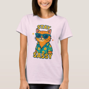 Stay Sassy Cat T-Shirt Funny Summer Cat Mum Shirt