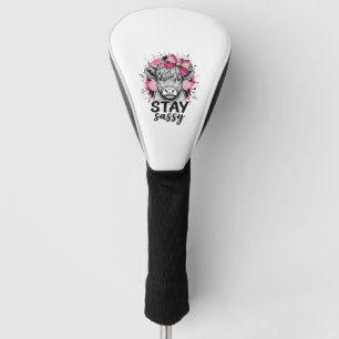 Stay Sassy Pink Highland Cow Vintage Engraving Shi Golf Head Cover