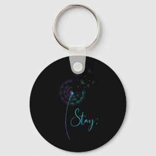 Stay Semicolon Teal & Purple Dandelion Suicide Key Ring