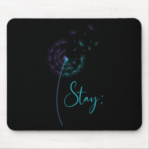 Stay Semicolon Teal &amp; Purple Dandelion Suicide Mouse Mat
