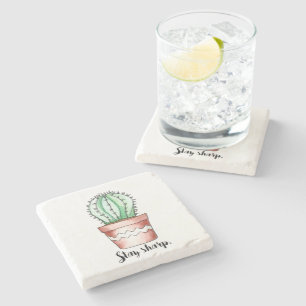 Stay Sharp Cactus Stone Coaster