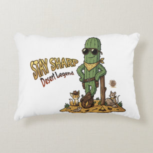 Stay Sharp Desert Legend Cowboy Cactus Illustratio Decorative Cushion