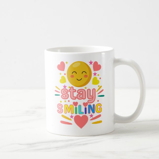 Stay Smiling Mug - Cute Happy Face Coffee Mug (Right)