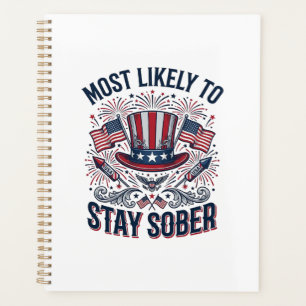 Stay Sober Patriotic Vintage Fireworks Shirt Desig Planner