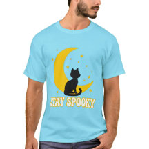 Stay Spooky Black Cat Moon Shirt - Cute Retro Hall