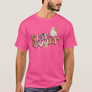Stay Spooky Cute Creepy Ghost Flower Halloween T-Shirt