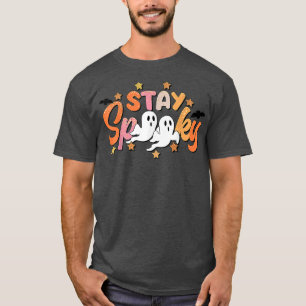 Stay Spooky Cute Ghost With Flowers Halloween Cost T-Shirt