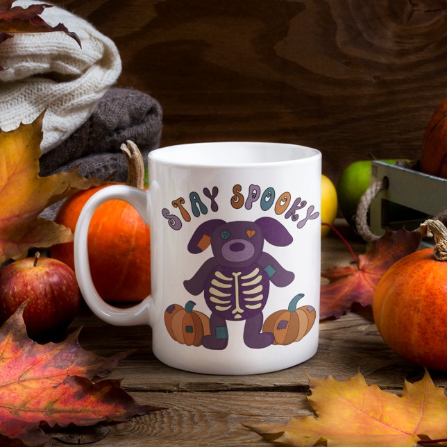Stay Spooky Cute Skeleton Dog Halloween Coffee Mug (Creator Uploaded)
