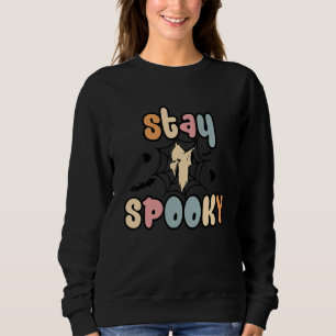 Stay Spooky Dabbing Halloween Ghost on Spider Net Sweatshirt