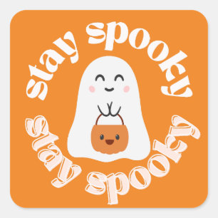 Stay Spooky Funny Halloween Ghost Square Sticker