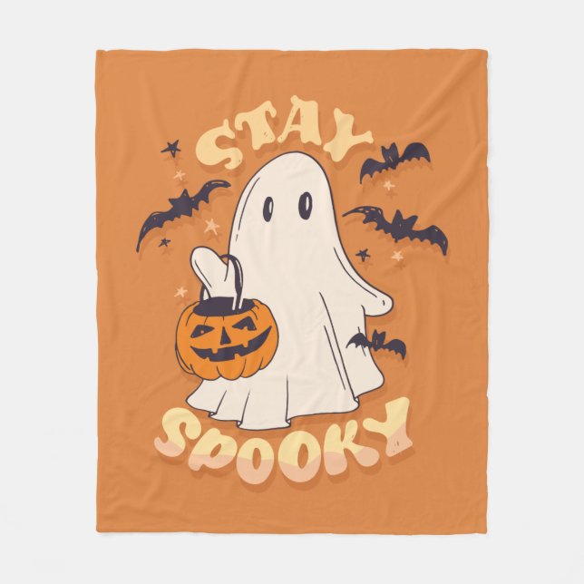 Stay Spooky Ghost Fleece Blanket (Front)