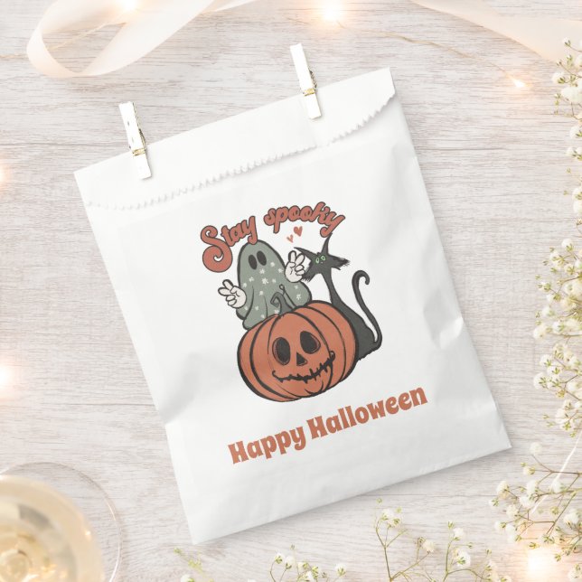 Stay Spooky Ghost Jack-O' Lantern Happy Halloween Favour Bags (Clipped)